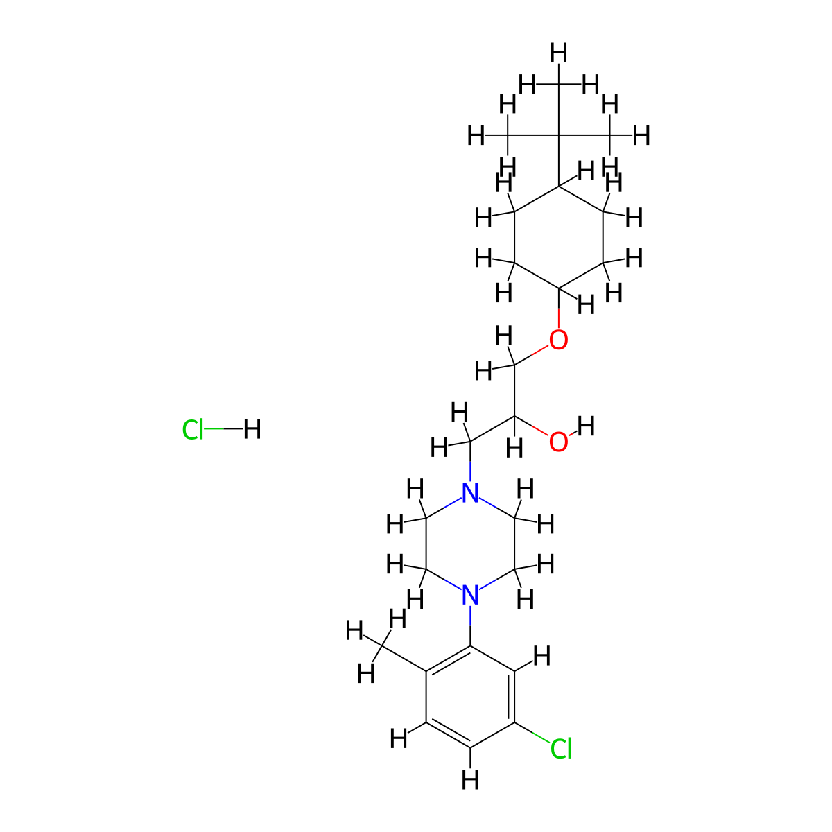 1-((4-(Tert-butyl)cyclohexyl)oxy)-3-(4-(5-chloro-2-methylphenyl)piperazin-1-yl)propan-2-ol hydrochloride molecular structure, CAS 1327227-56-4