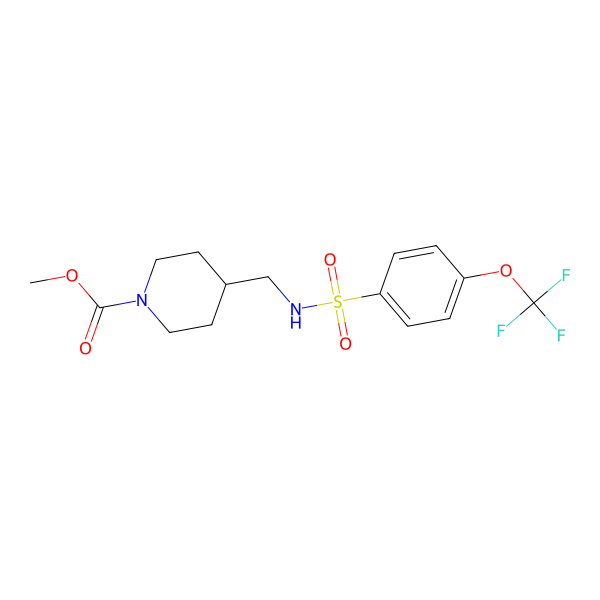 Methyl 4-{[4-(trifluoromethoxy)benzenesulfonamido]methyl}piperidine-1-carboxylate molecular structure, CAS 1327227-60-0