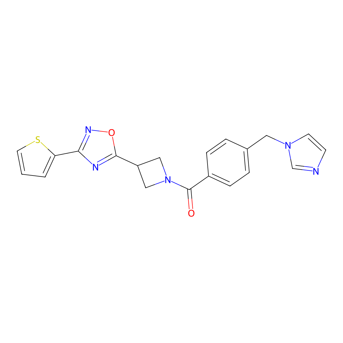 (4-((1H-imidazol-1-yl)methyl)phenyl)(3-(3-(thiophen-2-yl)-1,2,4-oxadiazol-5-yl)azetidin-1-yl)methanone molecular structure, CAS 1327231-76-4