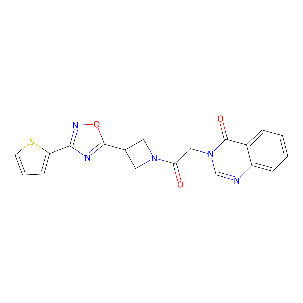 3-(2-oxo-2-(3-(3-(thiophen-2-yl)-1,2,4-oxadiazol-5-yl)azetidin-1-yl)ethyl)quinazolin-4(3H)-one molecular structure, CAS 1327231-78-6