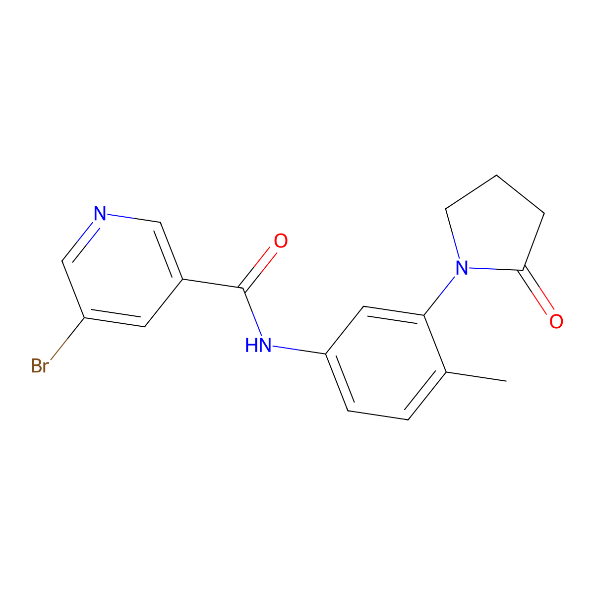 5-bromo-N-(4-methyl-3-(2-oxopyrrolidin-1-yl)phenyl)nicotinamide molecular structure, CAS 1327233-15-7