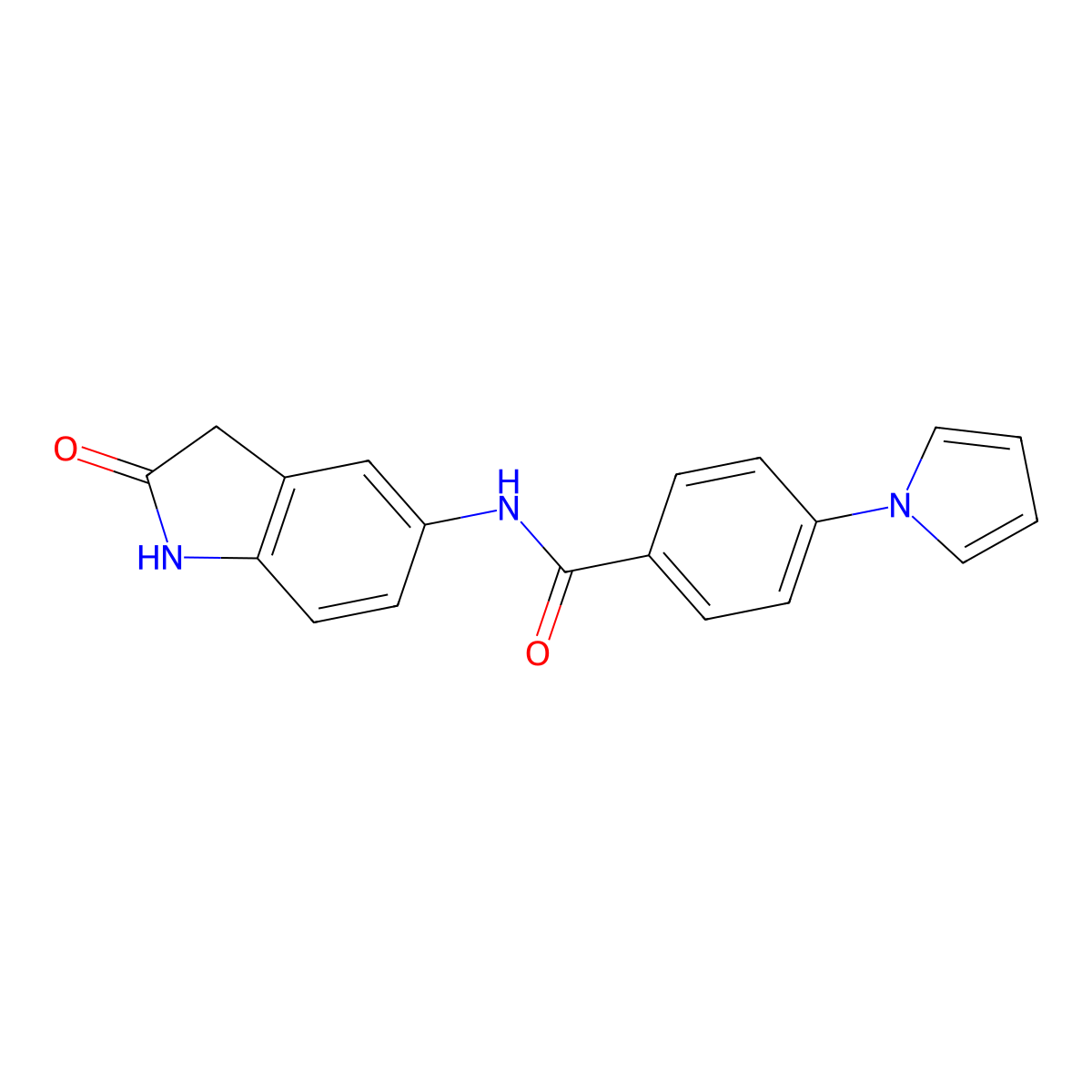 N-(2-oxoindolin-5-yl)-4-(1H-pyrrol-1-yl)benzamide molecular structure, CAS 1327233-75-9