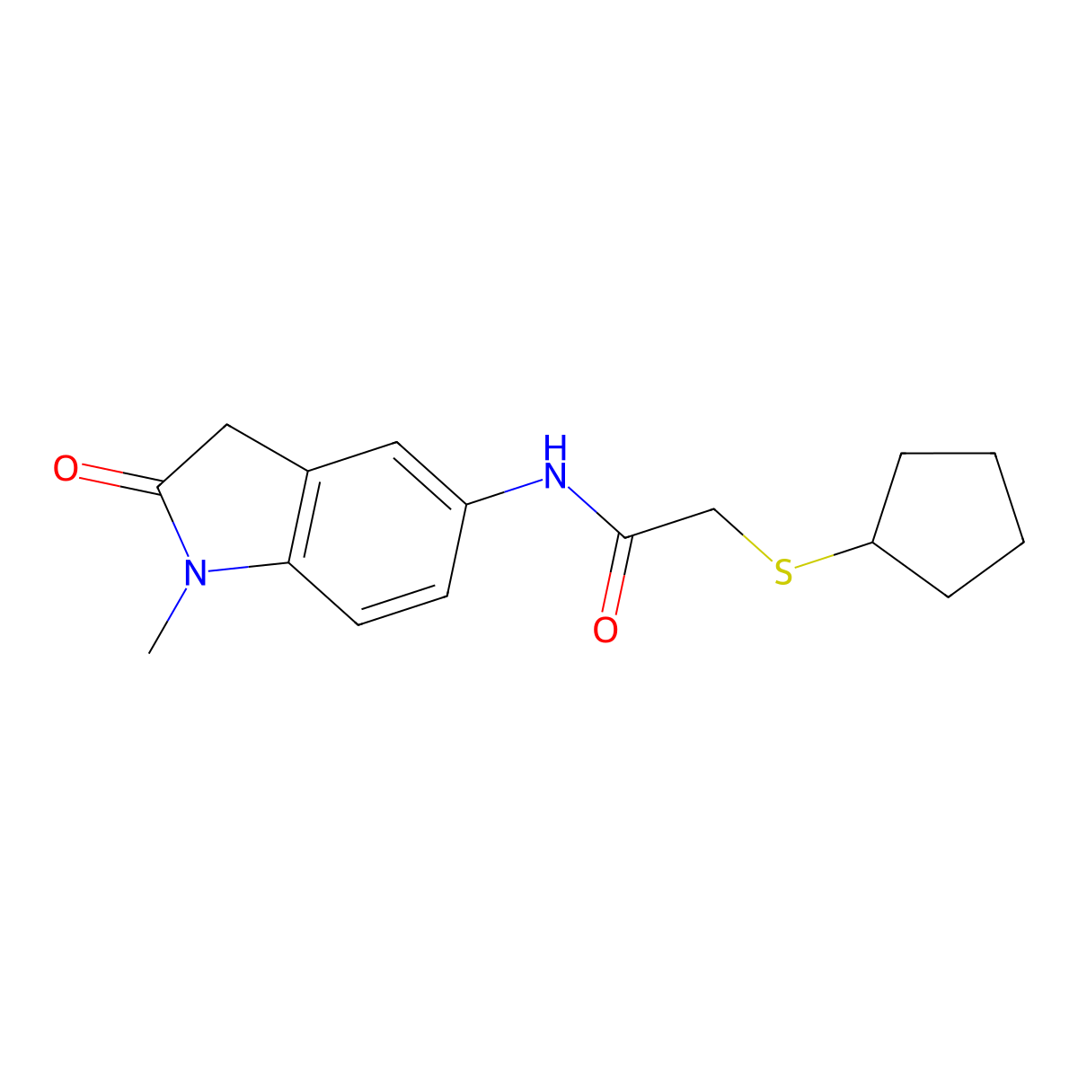 2-(cyclopentylthio)-N-(1-methyl-2-oxoindolin-5-yl)acetamide molecular structure, CAS 1327233-77-1