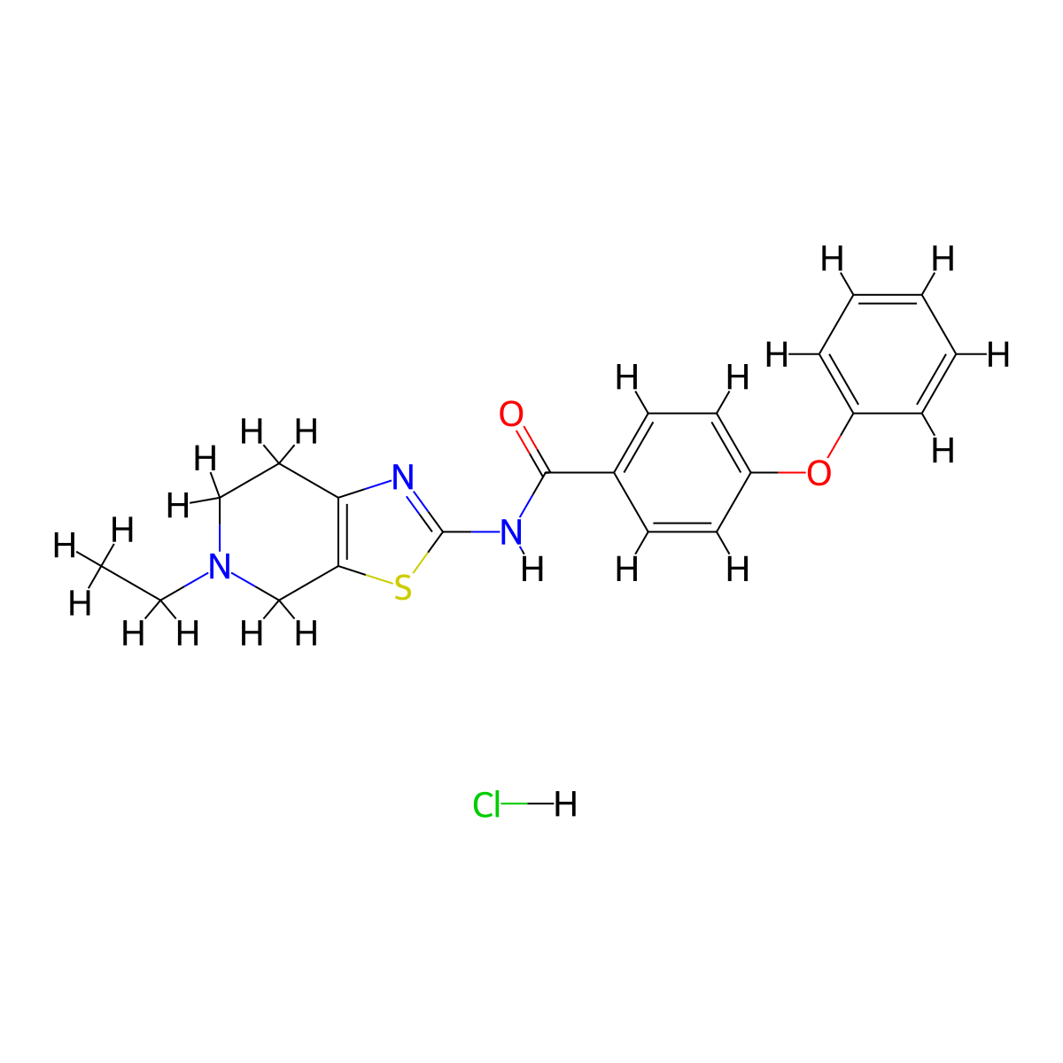 N-(5-ethyl-4,5,6,7-tetrahydrothiazolo[5,4-c]pyridin-2-yl)-4-phenoxybenzamide hydrochloride molecular structure, CAS 1327239-08-6