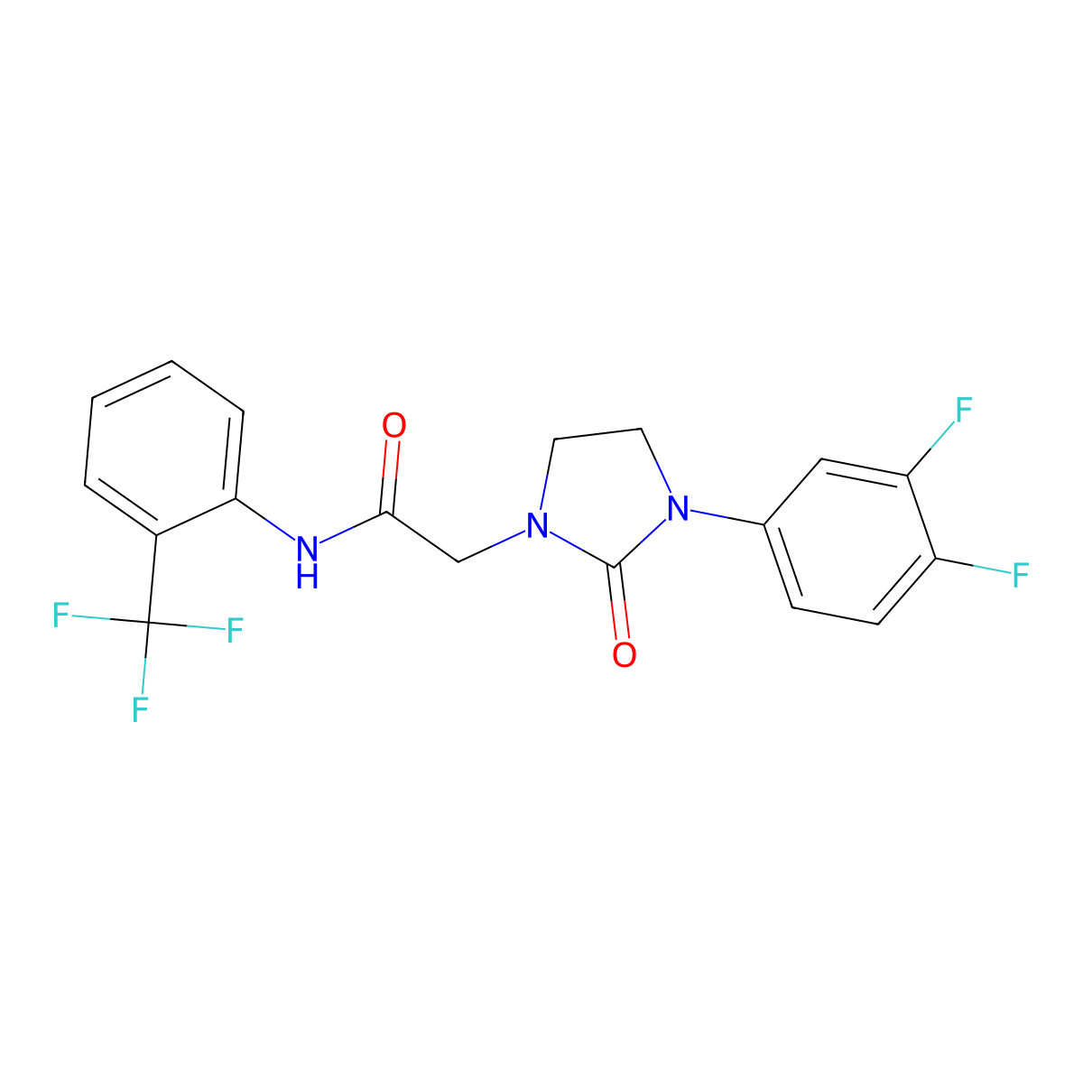 2-[3-(3,4-difluorophenyl)-2-oxoimidazolidin-1-yl]-N-[2-(trifluoromethyl)phenyl]acetamide molecular structure, CAS 1327239-90-6