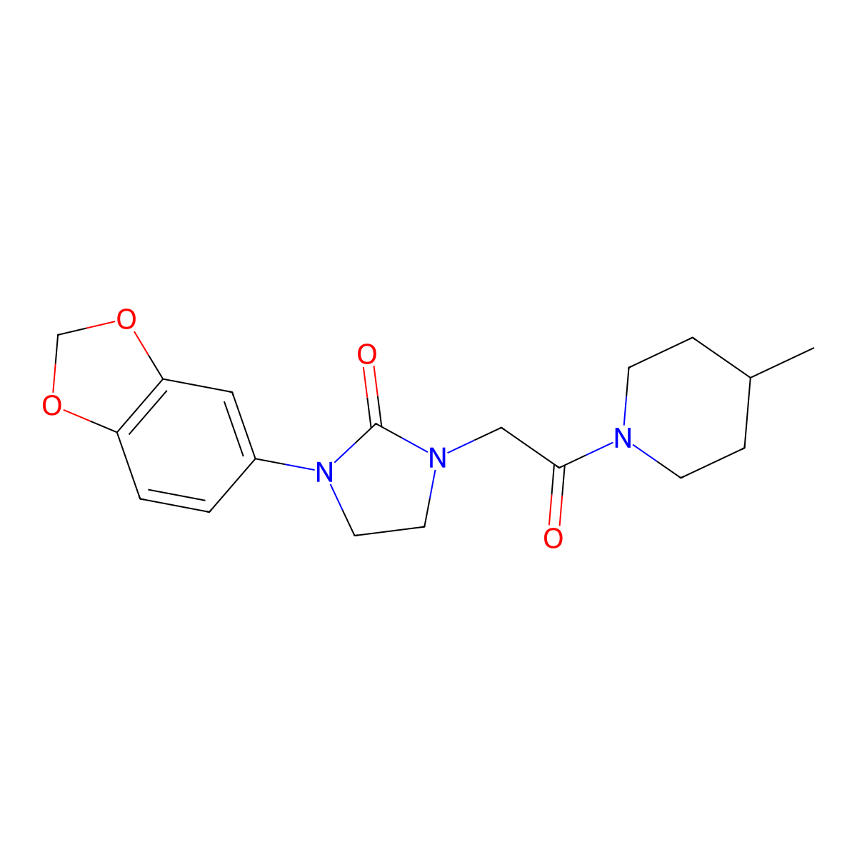 1-(Benzo[d][1,3]dioxol-5-yl)-3-(2-(4-methylpiperidin-1-yl)-2-oxoethyl)imidazolidin-2-one molecular structure, CAS 1327247-88-0
