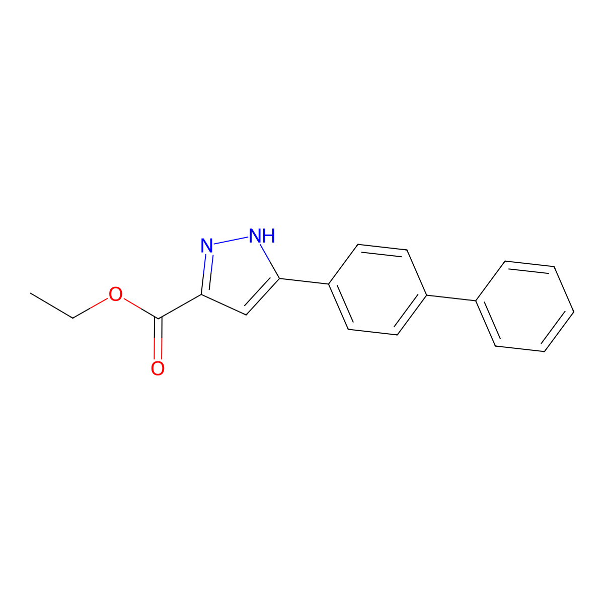 Ethyl 5-(4-phenylphenyl)-1H-pyrazole-3-carboxylate molecular structure, CAS 132726-35-3