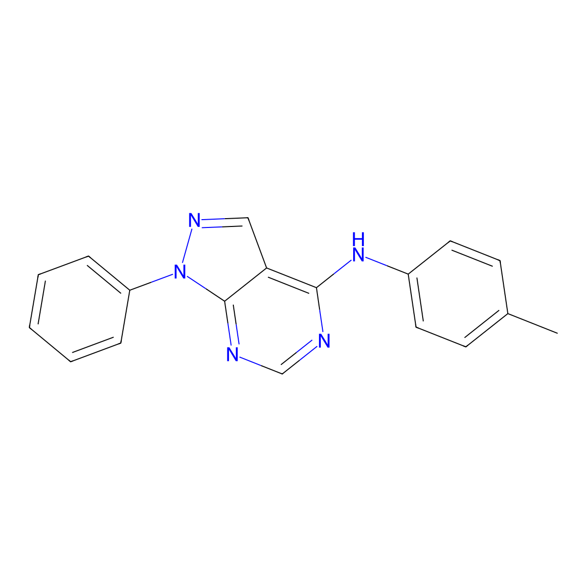 1-Phenyl-4-[(P-methylphenyl)amino]-1H-pyrazolo[3,4-D]pyrimidine molecular structure, CAS 132726-45-5