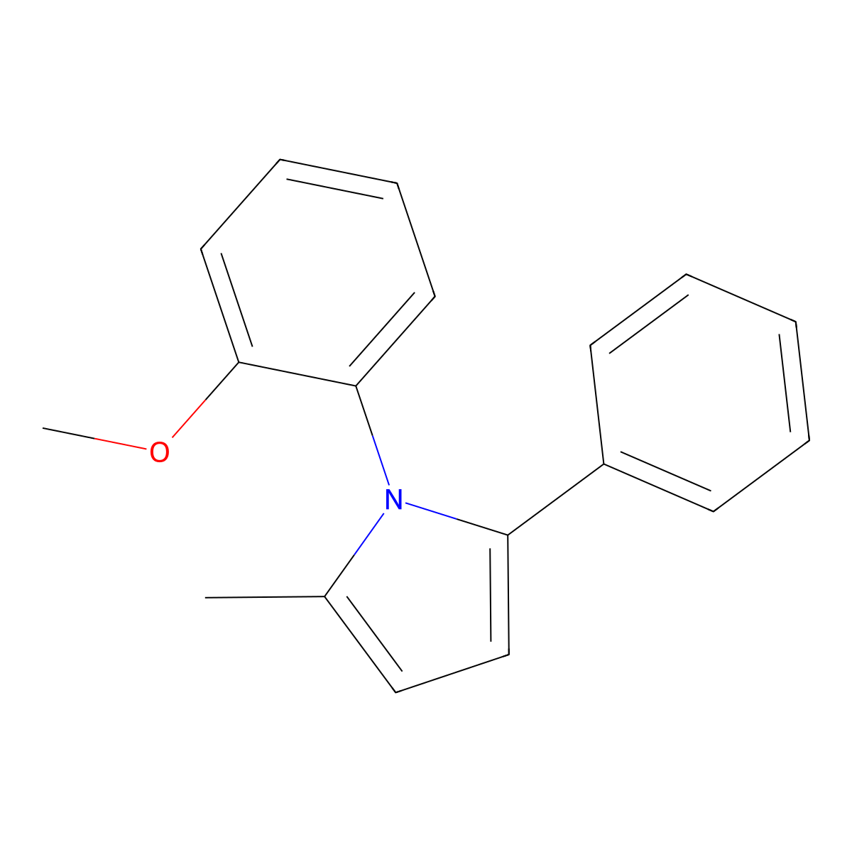 1-(2-methoxyphenyl)-2-methyl-5-phenyl-1H-pyrrole molecular structure, CAS 132726-50-2