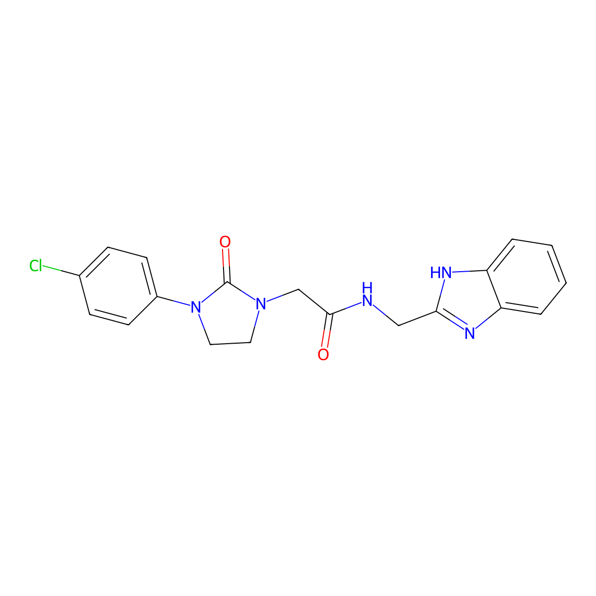 N-((1H-benzo[d]imidazol-2-yl)methyl)-2-(3-(4-chlorophenyl)-2-oxoimidazolidin-1-yl)acetamide molecular structure, CAS 1327298-22-5