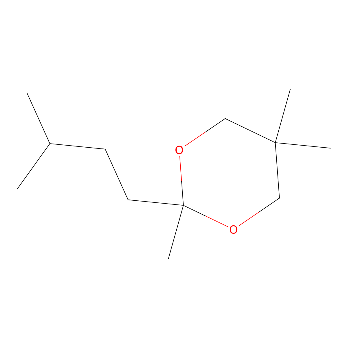 2,5,5-Trimethyl-2-(3-methylbutyl)-1,3-dioxane molecular structure, CAS 13273-85-3
