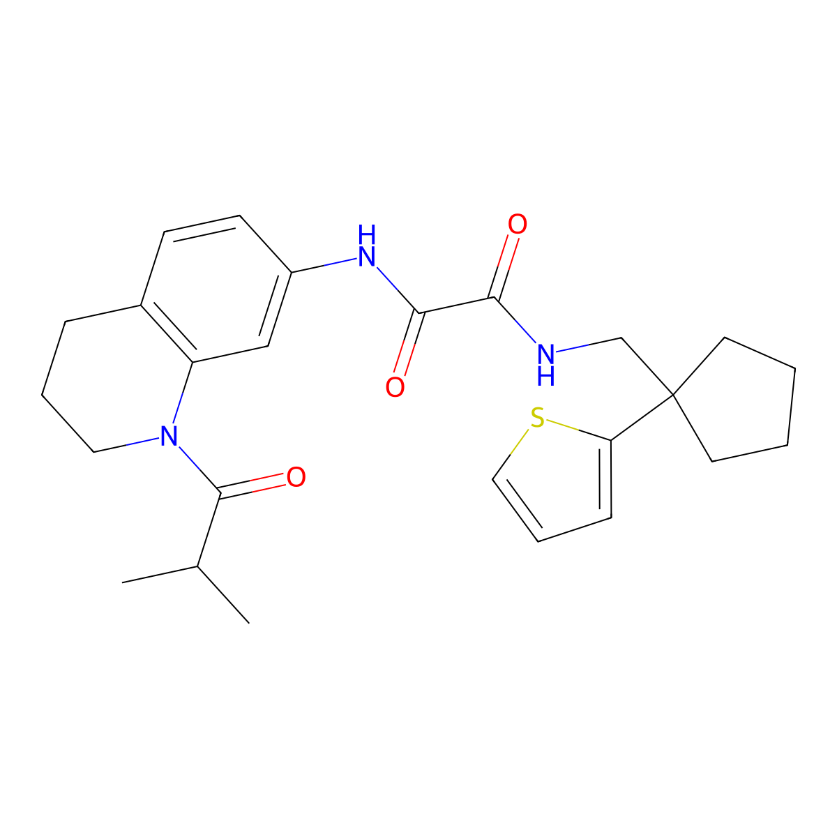 N1-(1-isobutyryl-1,2,3,4-tetrahydroquinolin-7-yl)-N2-((1-(thiophen-2-yl)cyclopentyl)methyl)oxalamide molecular structure, CAS 1327302-50-0