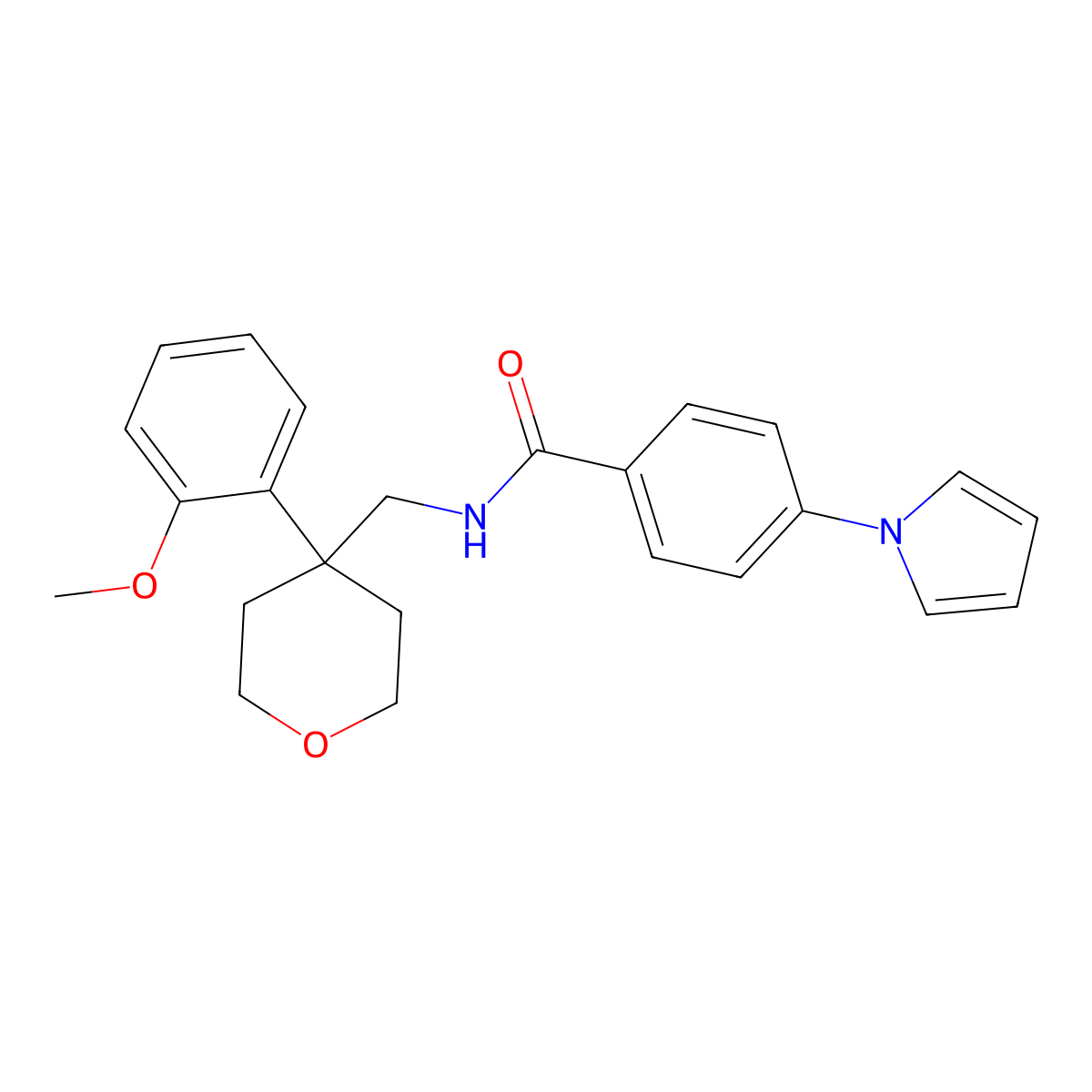 N-((4-(2-methoxyphenyl)tetrahydro-2H-pyran-4-yl)methyl)-4-(1H-pyrrol-1-yl)benzamide molecular structure, CAS 1327303-28-5
