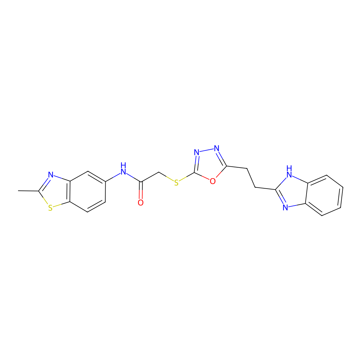2-((5-(2-(1H-benzo[d]imidazol-2-yl)ethyl)-1,3,4-oxadiazol-2-yl)thio)-N-(2-methylbenzo[d]thiazol-5-yl)acetamide molecular structure, CAS 1327309-86-3