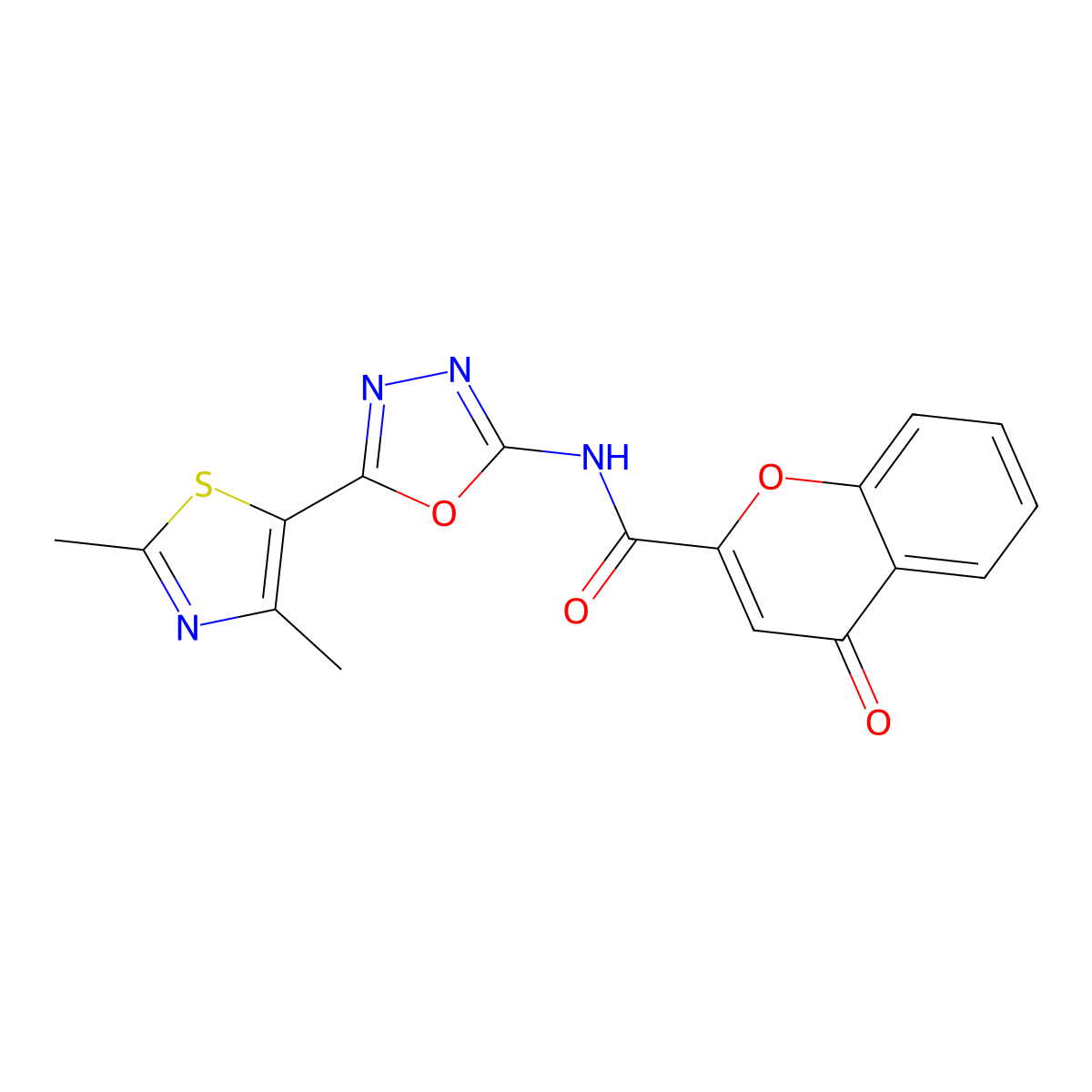 N-(5-(2,4-dimethylthiazol-5-yl)-1,3,4-oxadiazol-2-yl)-4-oxo-4H-chromene-2-carboxamide molecular structure, CAS 1327310-52-0
