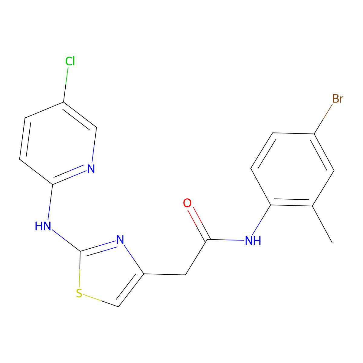 N-(4-bromo-2-methylphenyl)-2-(2-((5-chloropyridin-2-yl)amino)thiazol-4-yl)acetamide molecular structure, CAS 1327311-62-5