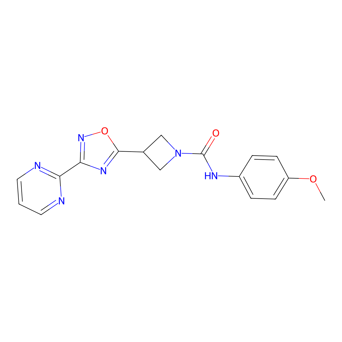 N-(4-methoxyphenyl)-3-[3-(pyrimidin-2-yl)-1,2,4-oxadiazol-5-yl]azetidine-1-carboxamide molecular structure, CAS 1327316-56-2
