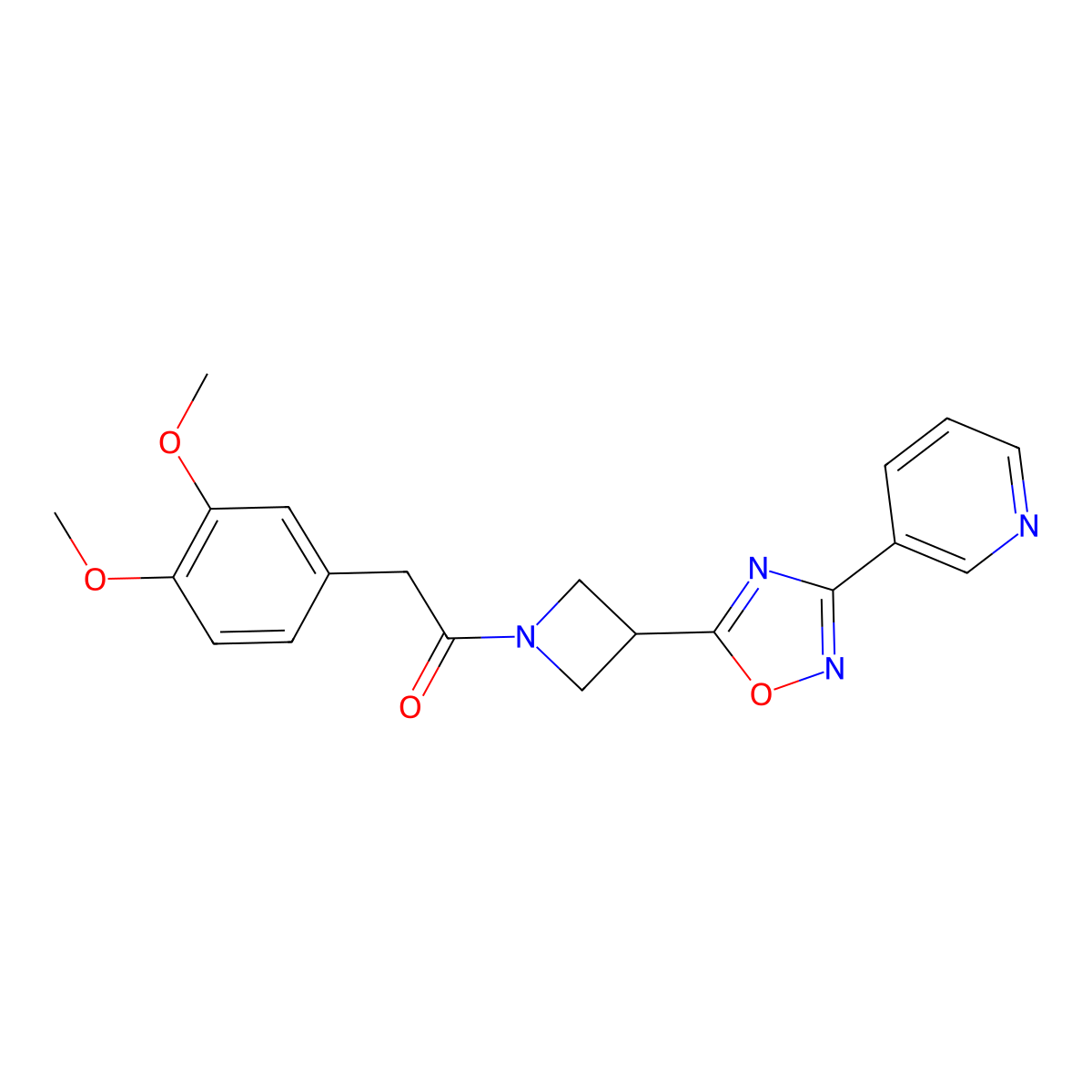 2-(3,4-Dimethoxyphenyl)-1-(3-(3-(pyridin-3-yl)-1,2,4-oxadiazol-5-yl)azetidin-1-yl)ethanone molecular structure, CAS 1327316-93-7
