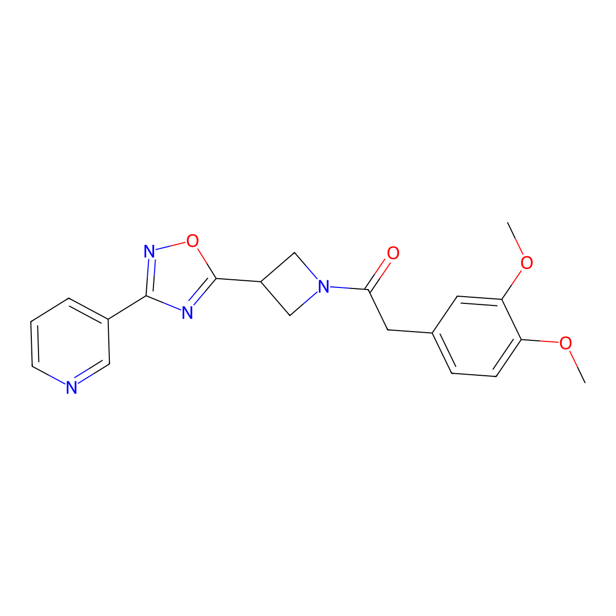 2-(3,4-Dimethoxyphenyl)-1-(3-(3-(pyridin-3-yl)-1,2,4-oxadiazol-5-yl)azetidin-1-yl)ethanone molecular structure, CAS 1327316-93-7
