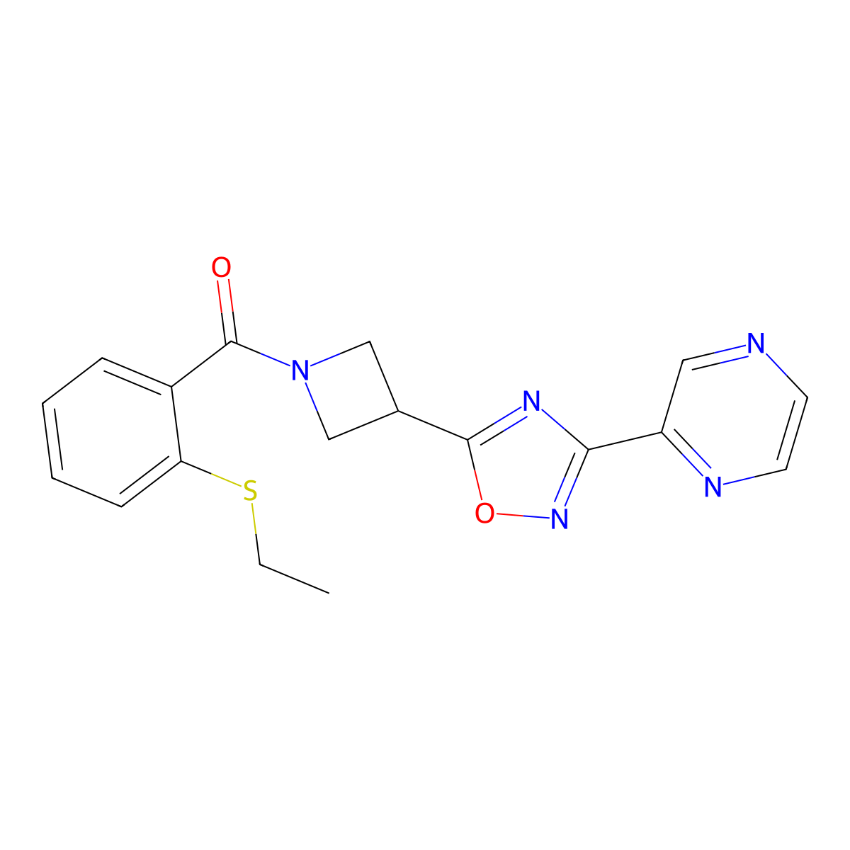 2-(5-{1-[2-(Ethylsulfanyl)benzoyl]azetidin-3-YL}-1,2,4-oxadiazol-3-YL)pyrazine molecular structure, CAS 1327317-14-5