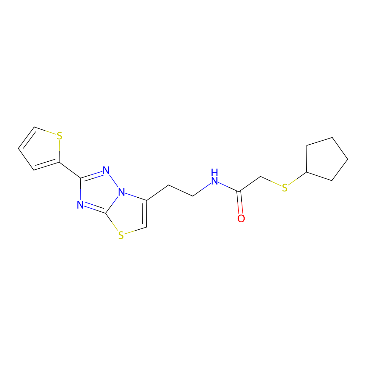 2-(cyclopentylthio)-N-(2-(2-(thiophen-2-yl)thiazolo[3,2-b][1,2,4]triazol-6-yl)ethyl)acetamide molecular structure, CAS 1327318-55-7