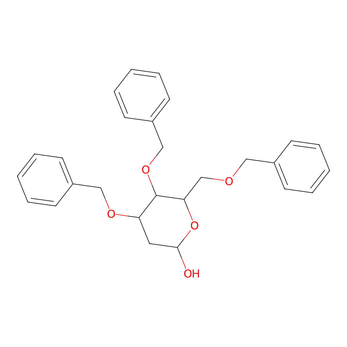 2-Deoxy-3,4,6-tris-O-(phenylmethyl)-D-arabino-hexopyranose molecular structure, CAS 132732-60-6