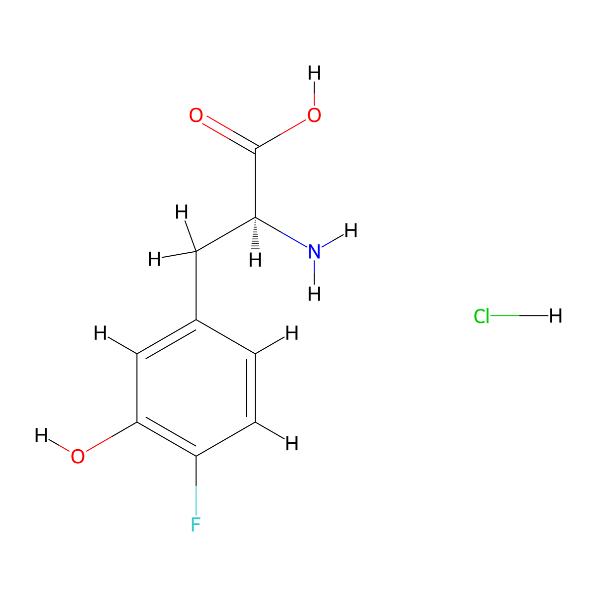 (S)-2-Amino-3-(4-fluoro-3-hydroxyphenyl)propanoic acid hydrochloride molecular structure, CAS 132732-79-7