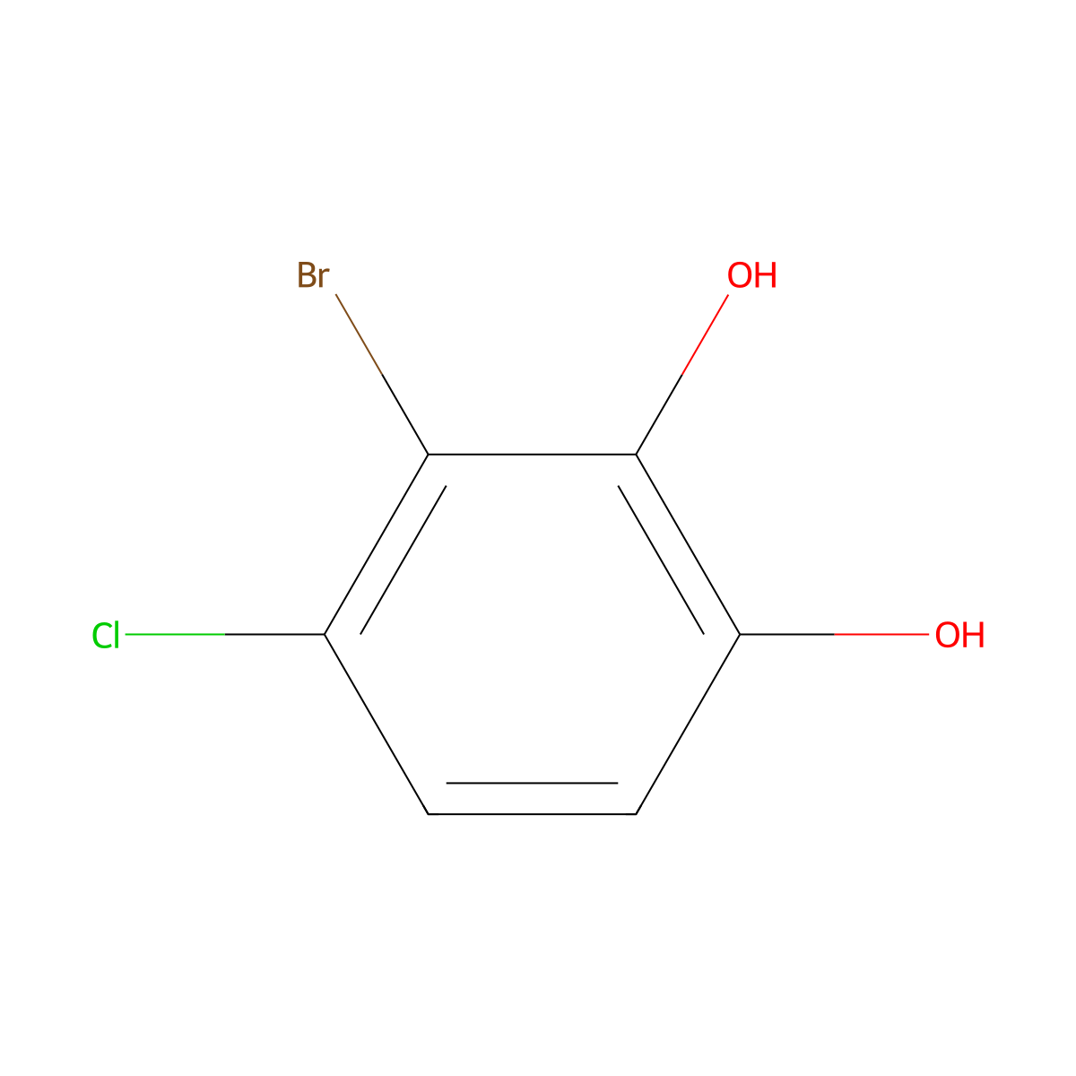3-Bromo-4-chlorobenzene-1,2-diol molecular structure, CAS 132732-98-0