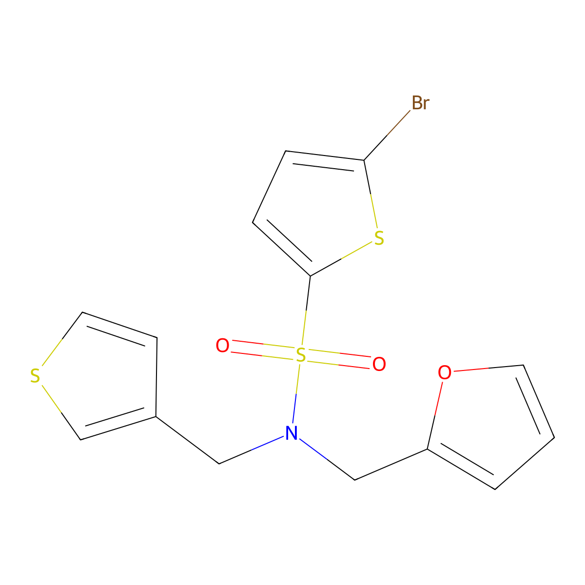 5-bromo-N-(furan-2-ylmethyl)-N-(thiophen-3-ylmethyl)thiophene-2-sulfonamide molecular structure, CAS 1327320-74-0