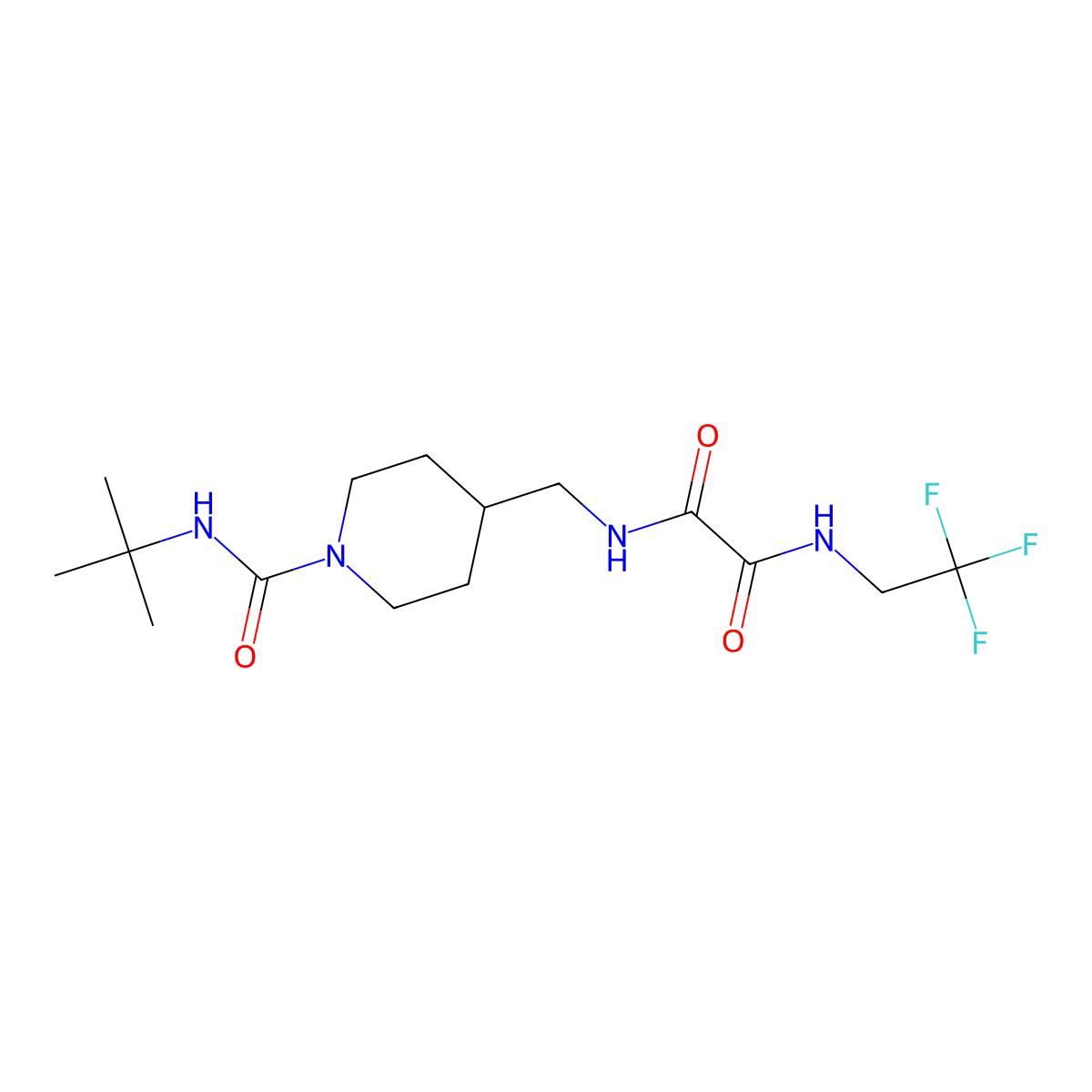 N1-((1-(tert-butylcarbamoyl)piperidin-4-yl)methyl)-N2-(2,2,2-trifluoroethyl)oxalamide molecular structure, CAS 1327320-81-9