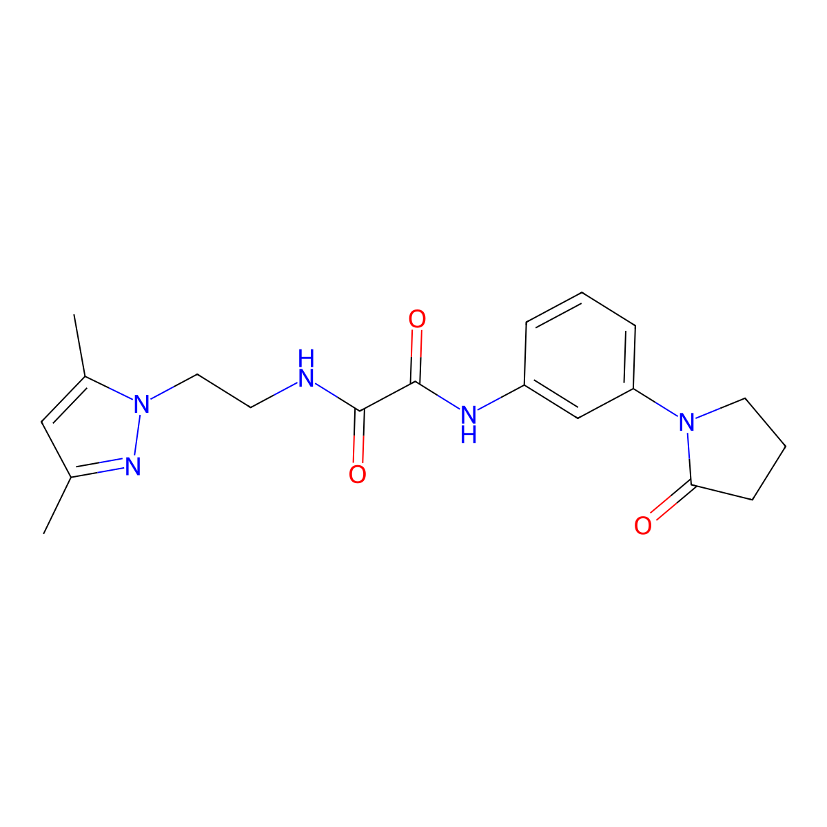 N1-(2-(3,5-dimethyl-1H-pyrazol-1-yl)ethyl)-N2-(3-(2-oxopyrrolidin-1-yl)phenyl)oxalamide molecular structure, CAS 1327321-28-7