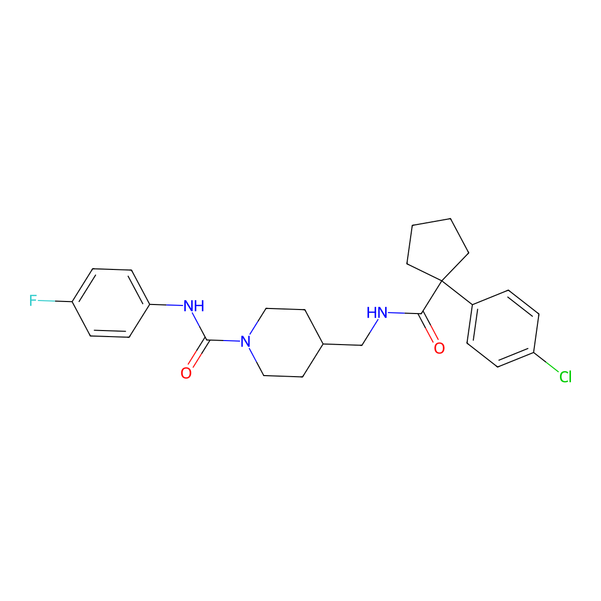 4-((1-(4-chlorophenyl)cyclopentanecarboxamido)methyl)-N-(4-fluorophenyl)piperidine-1-carboxamide molecular structure, CAS 1327321-51-6