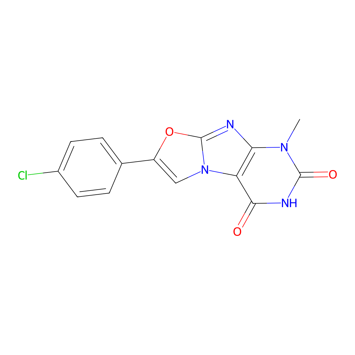 7-(4-chlorophenyl)-1-methyloxazolo[2,3-f]purine-2,4(1H,3H)-dione molecular structure, CAS 132739-86-7