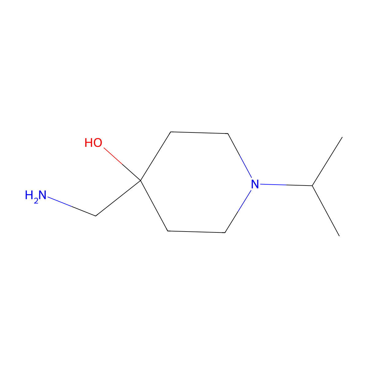 4-(Aminomethyl)-1-(propan-2-yl)piperidin-4-ol molecular structure, CAS 132740-55-7