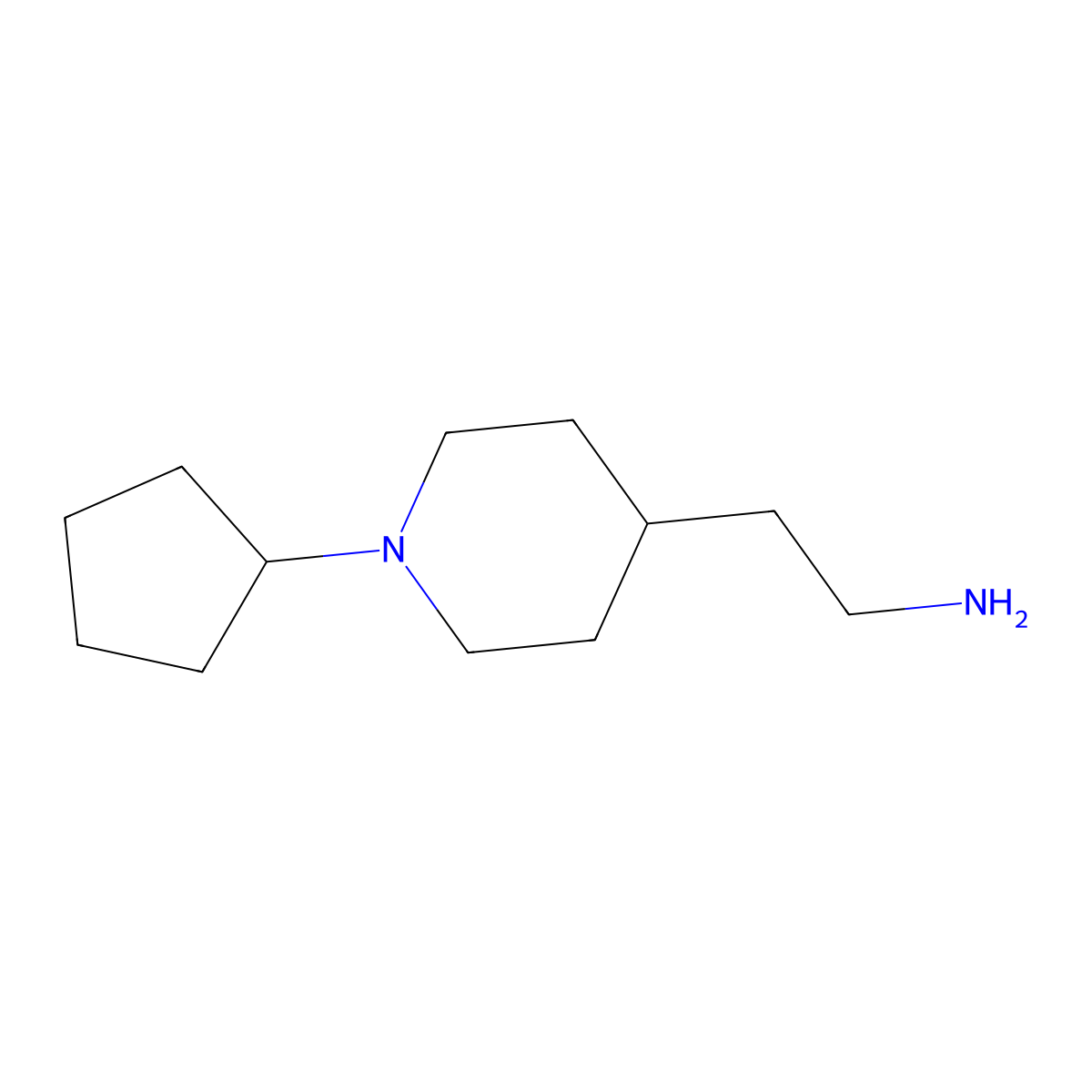2-(1-Cyclopentylpiperidin-4-yl)ethan-1-amine molecular structure, CAS 132740-61-5