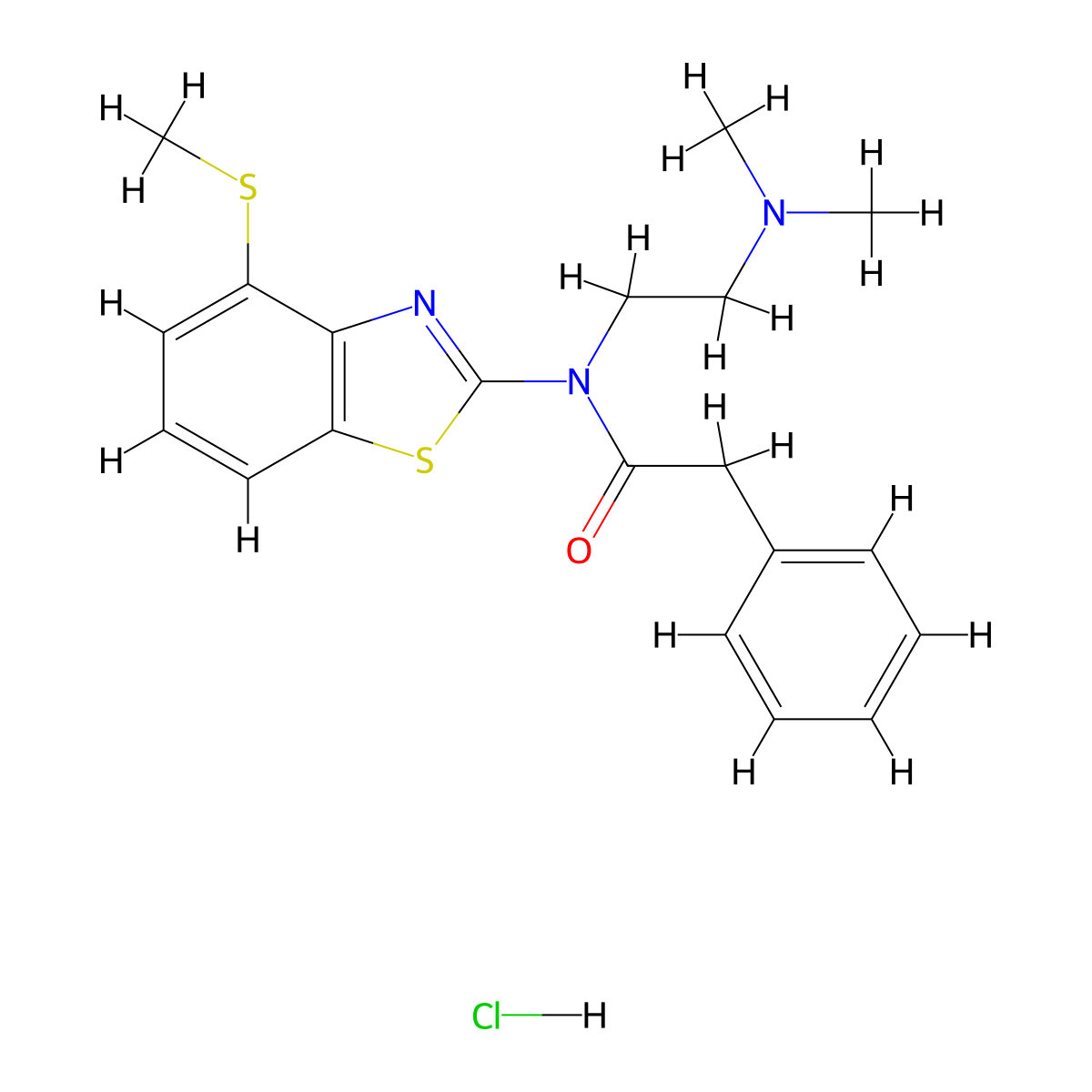 N-(2-(dimethylamino)ethyl)-N-(4-(methylthio)benzo[d]thiazol-2-yl)-2-phenylacetamide hydrochloride molecular structure, CAS 1327410-81-0