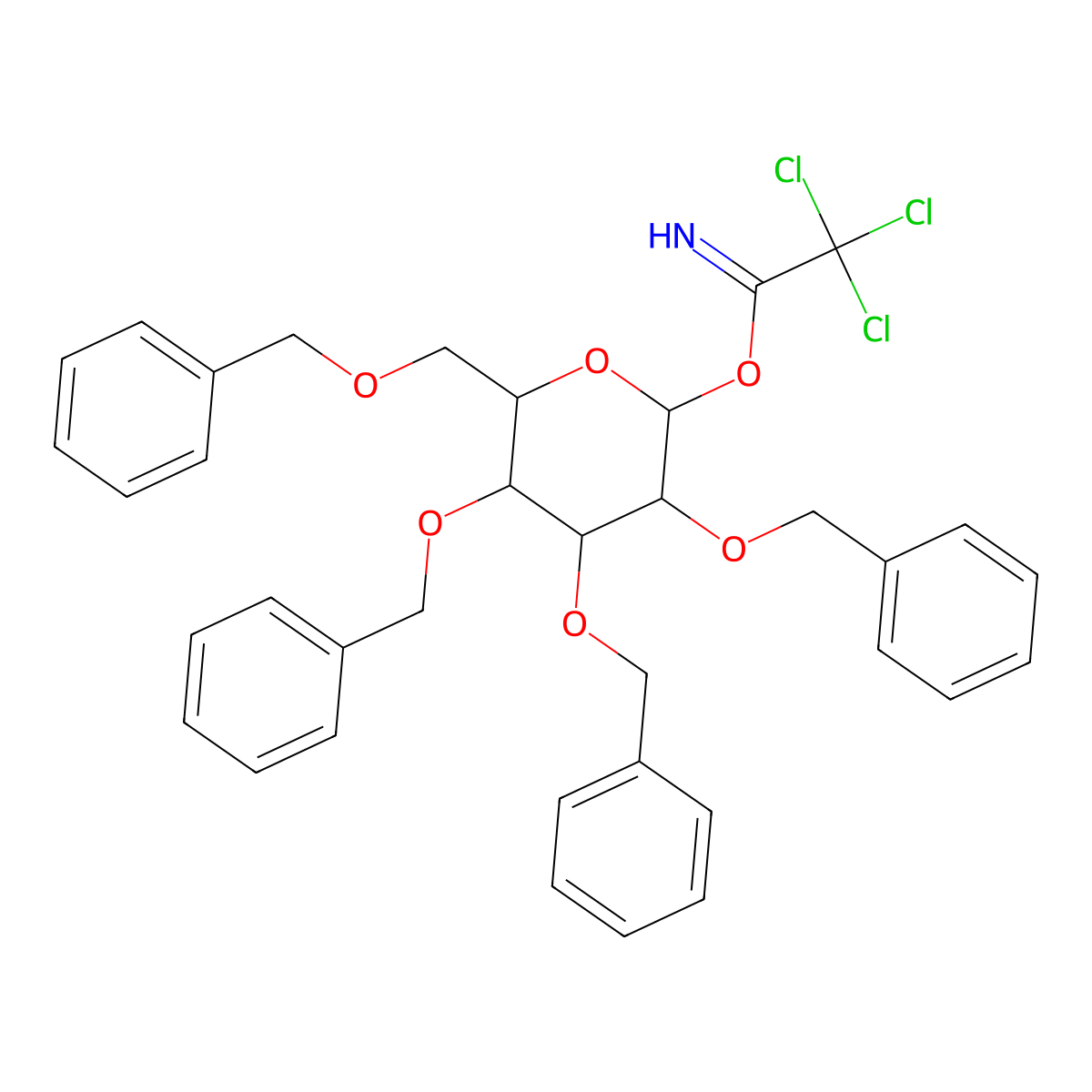 2,3,4,6-Tetra-O-benzyl-D-galactopyranose trichloroacetimidate molecular structure, CAS 132748-02-8