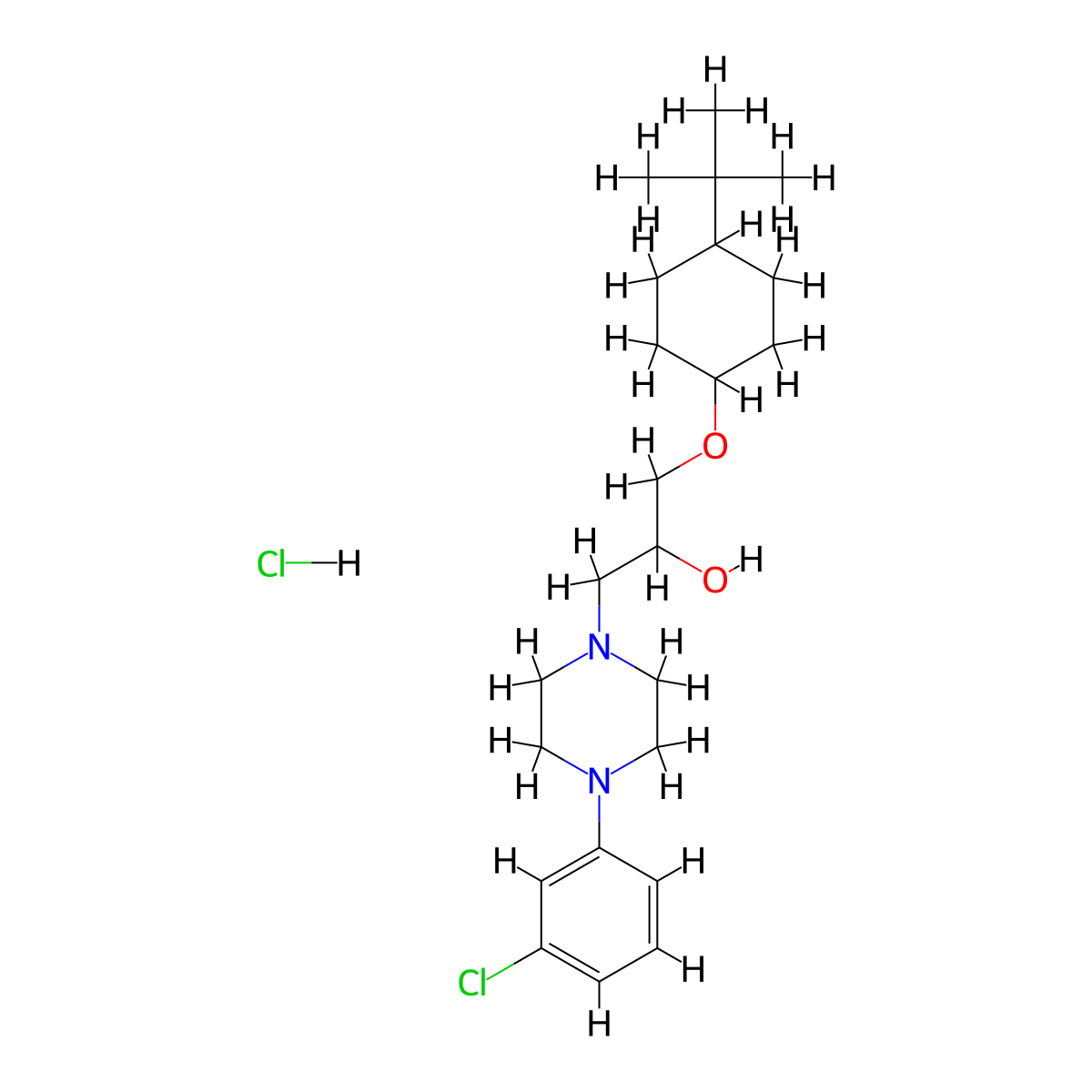 1-((4-(Tert-butyl)cyclohexyl)oxy)-3-(4-(3-chlorophenyl)piperazin-1-yl)propan-2-ol hydrochloride molecular structure, CAS 1327497-74-4
