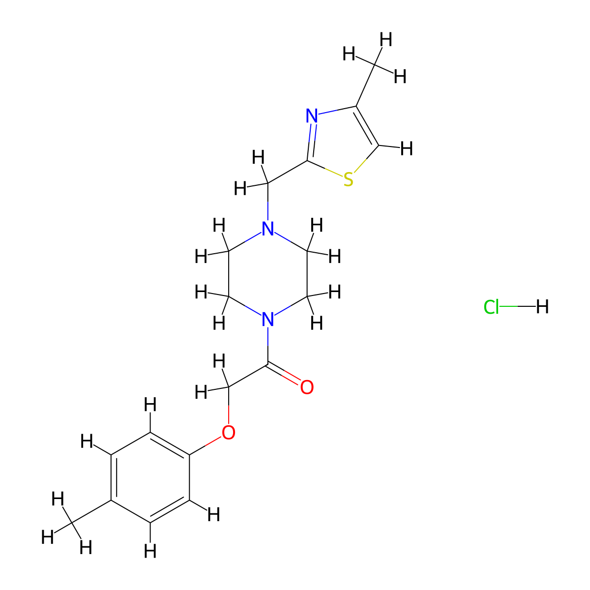 1-(4-((4-Methylthiazol-2-yl)methyl)piperazin-1-yl)-2-(p-tolyloxy)ethanone hydrochloride molecular structure, CAS 1327505-26-9