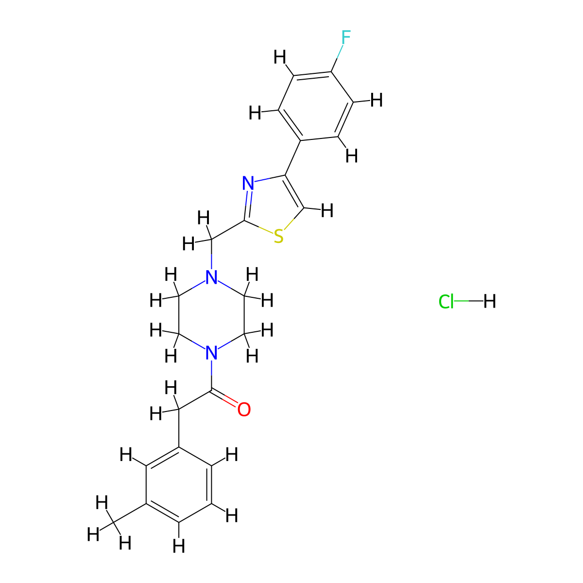 1-(4-((4-(4-Fluorophenyl)thiazol-2-yl)methyl)piperazin-1-yl)-2-(m-tolyl)ethanone hydrochloride molecular structure, CAS 1327505-43-0