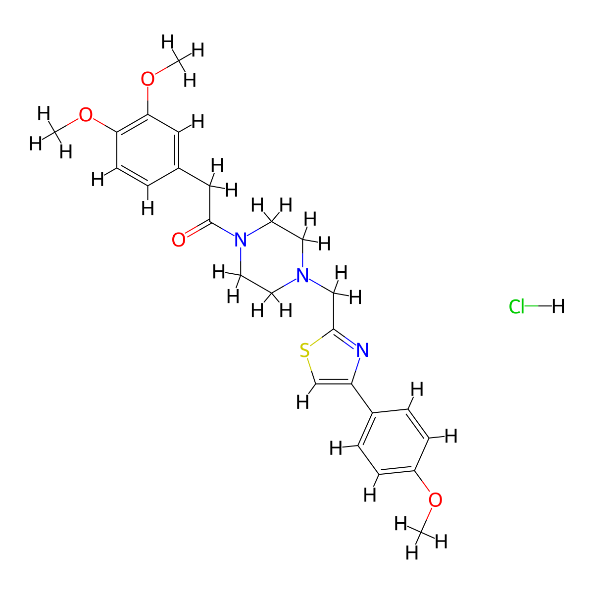 2-(3,4-Dimethoxyphenyl)-1-(4-((4-(4-methoxyphenyl)thiazol-2-yl)methyl)piperazin-1-yl)ethanone hydrochloride molecular structure, CAS 1327505-51-0
