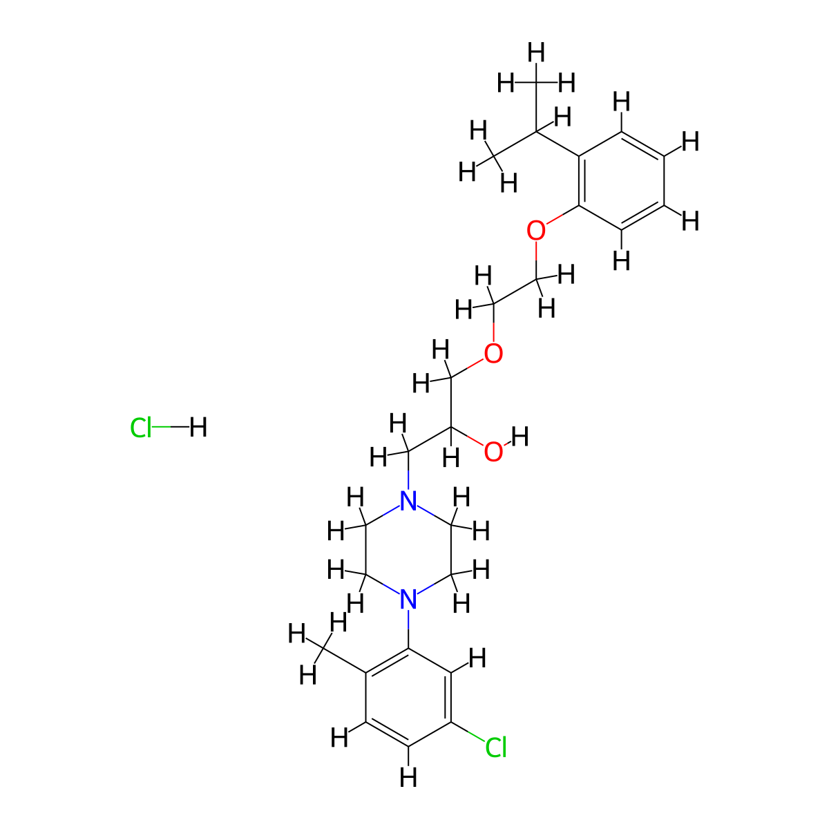 1-(4-(5-Chloro-2-methylphenyl)piperazin-1-yl)-3-(2-(2-isopropylphenoxy)ethoxy)propan-2-ol hydrochloride molecular structure, CAS 1327510-65-5