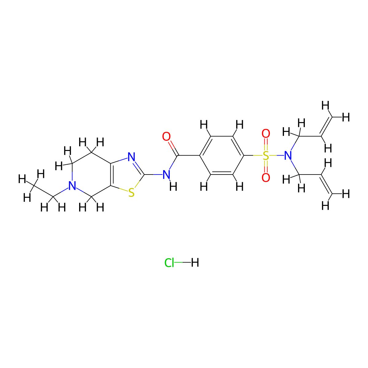 4-(N,N-diallylsulfamoyl)-N-(5-ethyl-4,5,6,7-tetrahydrothiazolo[5,4-c]pyridin-2-yl)benzamide hydrochloride molecular structure, CAS 1327517-64-5