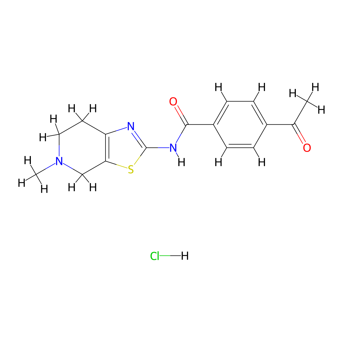 4-acetyl-N-(5-methyl-4,5,6,7-tetrahydrothiazolo[5,4-c]pyridin-2-yl)benzamide hydrochloride molecular structure, CAS 1327518-07-9