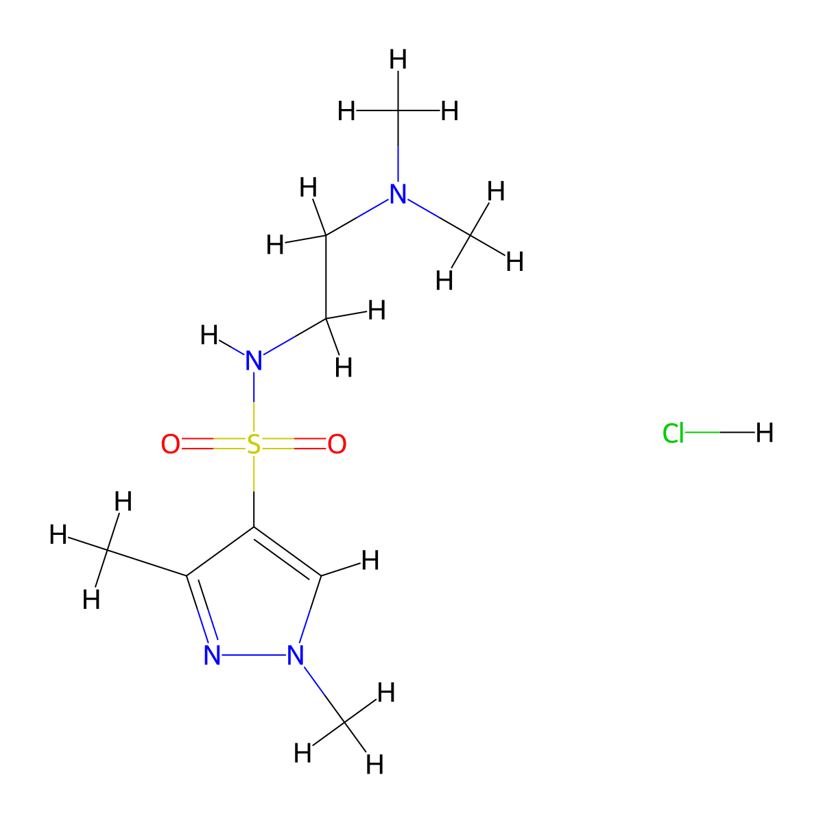N-[2-(dimethylamino)ethyl]-1,3-dimethyl-1H-pyrazole-4-sulfonamide hydrochloride molecular structure, CAS 1327520-97-7
