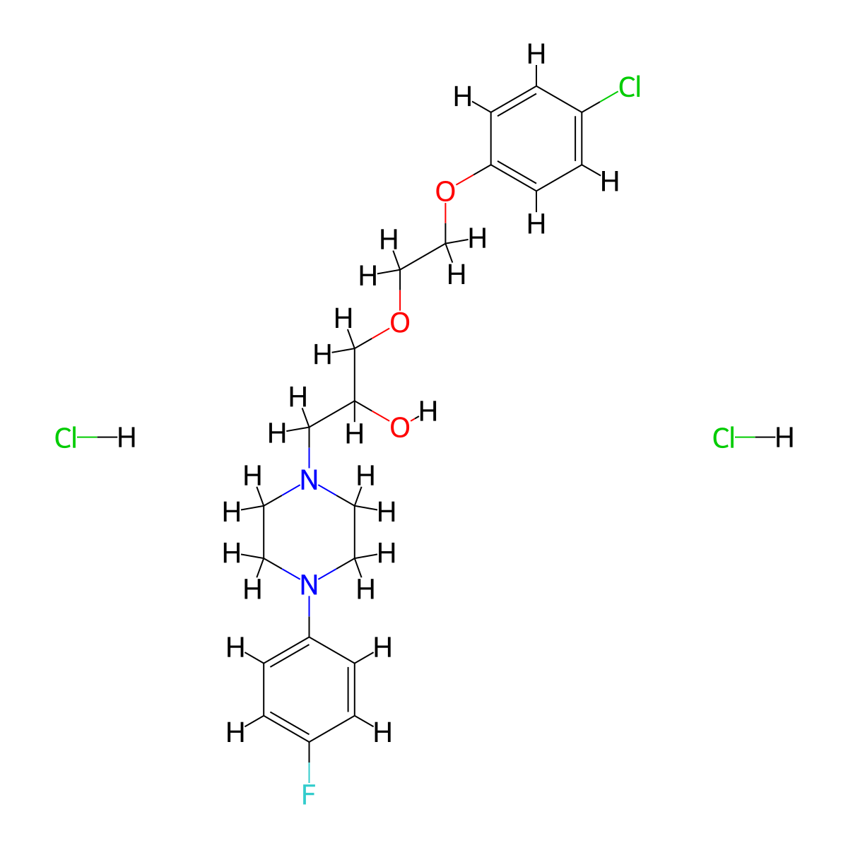 1-(2-(4-Chlorophenoxy)ethoxy)-3-(4-(4-fluorophenyl)piperazin-1-yl)propan-2-ol dihydrochloride molecular structure, CAS 1327521-01-6
