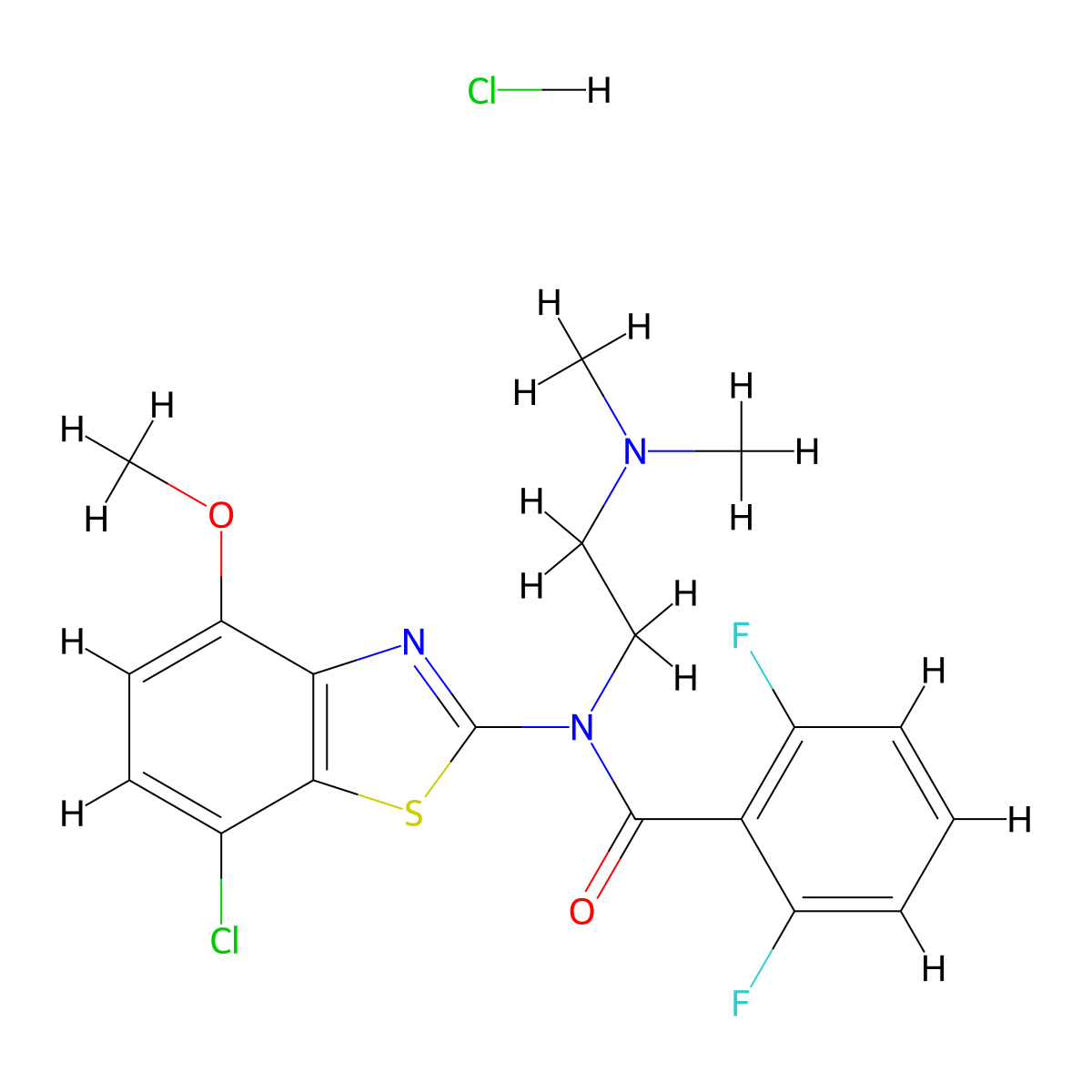 N-(7-chloro-4-methoxybenzo[d]thiazol-2-yl)-N-(2-(dimethylamino)ethyl)-2,6-difluorobenzamide hydrochloride molecular structure, CAS 1327521-05-0