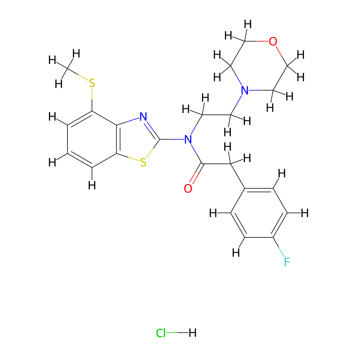 2-(4-fluorophenyl)-N-(4-(methylthio)benzo[d]thiazol-2-yl)-N-(2-morpholinoethyl)acetamide hydrochloride molecular structure, CAS 1327522-26-8
