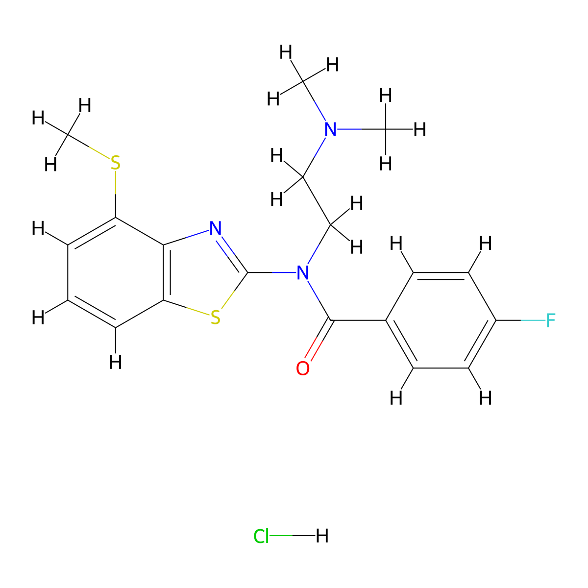 N-(2-(dimethylamino)ethyl)-4-fluoro-N-(4-(methylthio)benzo[d]thiazol-2-yl)benzamide hydrochloride molecular structure, CAS 1327523-08-9