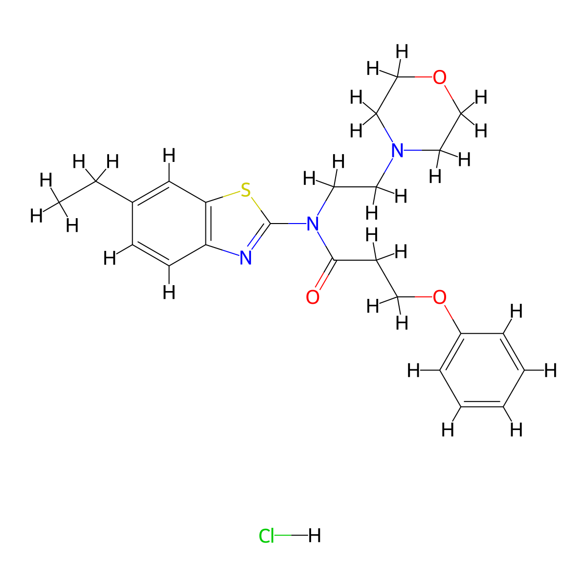 N-(6-ethylbenzo[d]thiazol-2-yl)-N-(2-morpholinoethyl)-3-phenoxypropanamide hydrochloride molecular structure, CAS 1327523-91-0